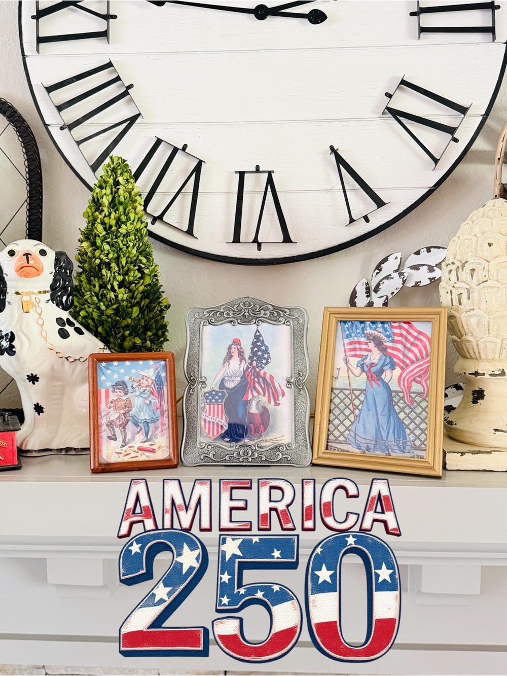 Set of 3 Vintage Patriotic Framed Prints – Mixed Frames